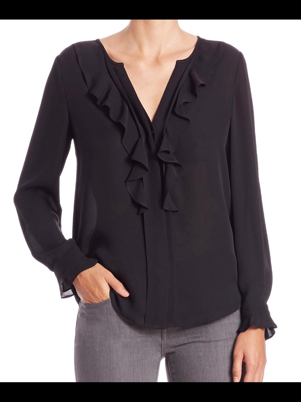 Joie Vneck Ruffle Silk Top